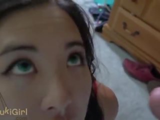 FACE SOAKED IN CUM &commat;Andregotbars Brutal throatfuck for asian adolescent in her pajamas POV