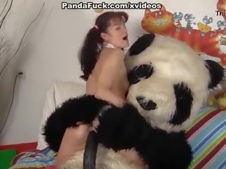 Juteklīgs meitene fucks ar nejaukas panda lācis