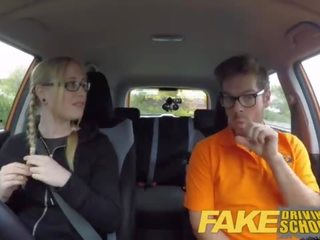 Fake Driving School pigtail goddess with hairy teen pussy creampie immediately shortly after lesson